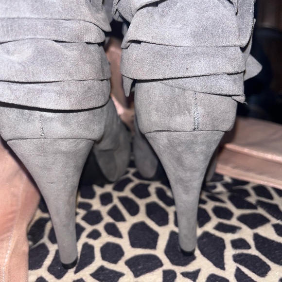 Taupe Colored Suede-like High Heel Booties - Picture 10 of 14